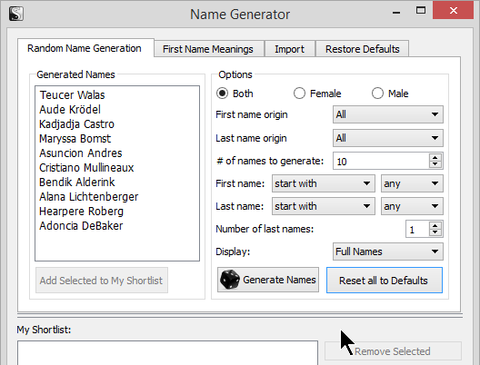 Scrivener - Name Generator - Lorelle VanFossen