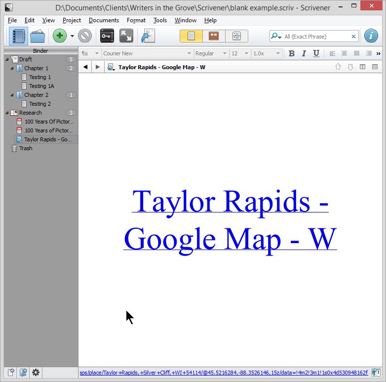 Scrivener - Research - Add Web Page as Link to downloaded files - Lorelle VanFossen