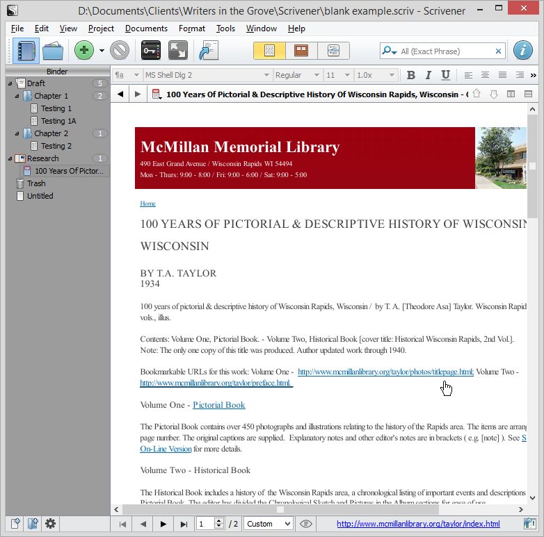 Scrivener - Research - PDF of Web Page 1 - Lorelle VanFossen