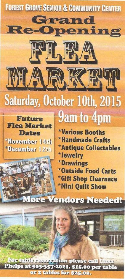 Forest Grove Community and Senior Center Flea Market Poster 2015