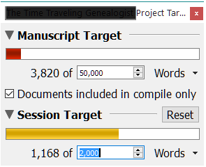 NaNoWriMo Novel Template Project and Session Targets.