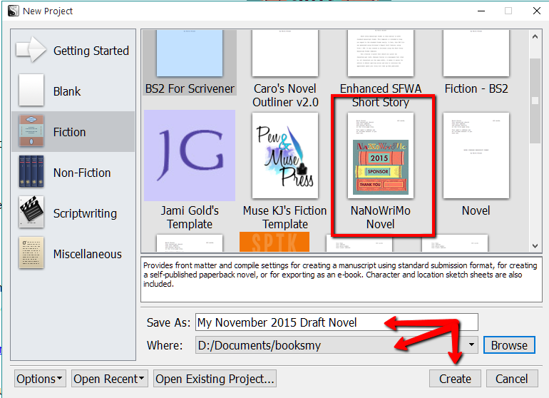 NaNoWriMo Novel Template Setup.