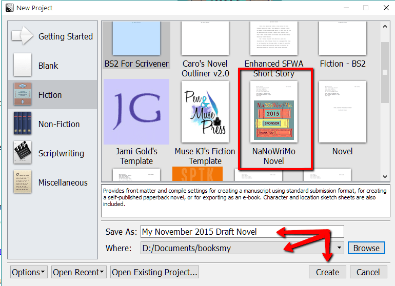 NaNoWriMo Novel Template Setup.