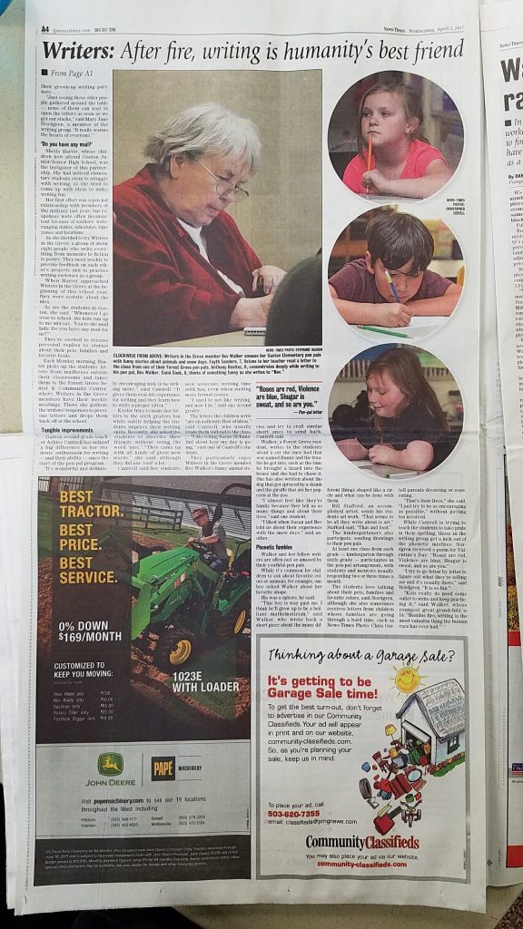 News - Writers in the Grove - News Time Article on Local Pen Pals April 2017 Forest Grove Oregon (2)